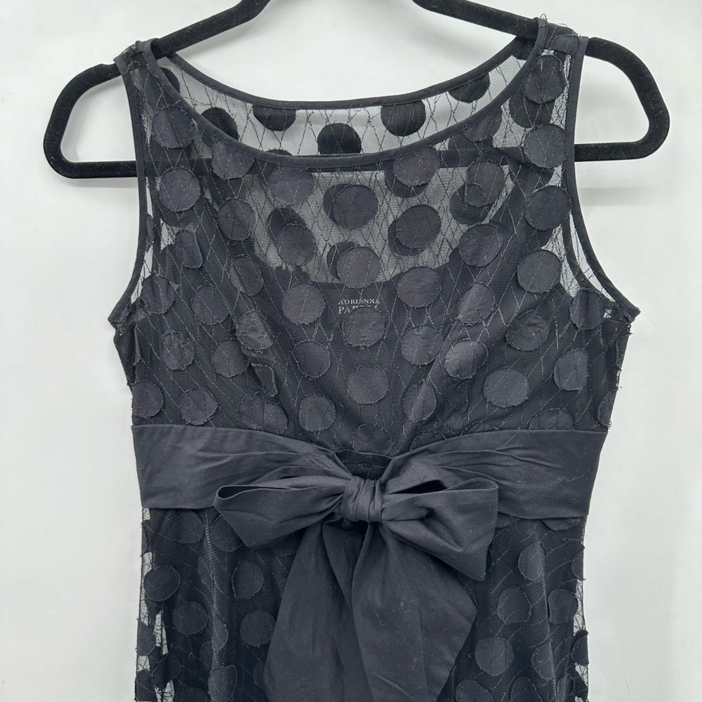Y2K VTG LBD ADRIANNA PAPELL Whimsigoth fairycore black polkadot evening dress 6 - Picture 2 of 12